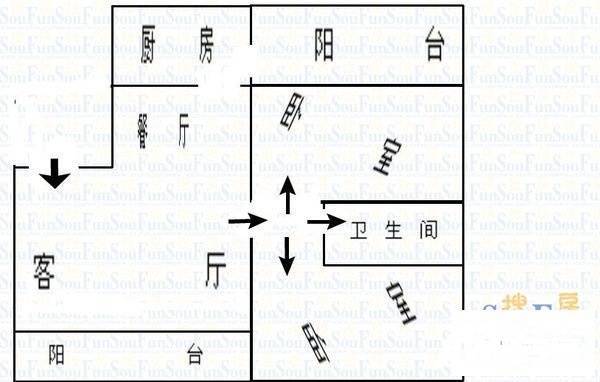 会龙小区2室2厅1卫93㎡户型图