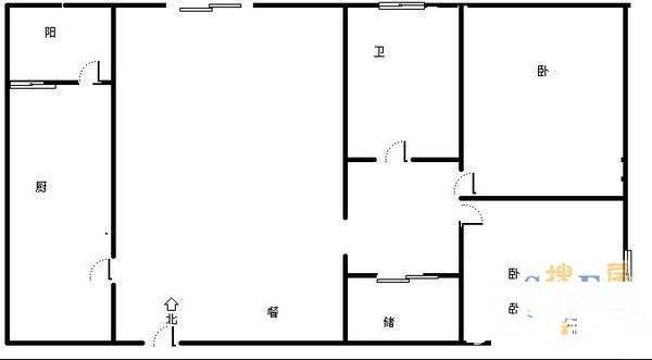 华阳府河名居2室1厅1卫68㎡户型图