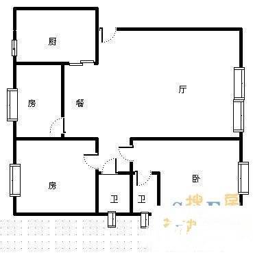 华阳府河名居3室2厅2卫125㎡户型图