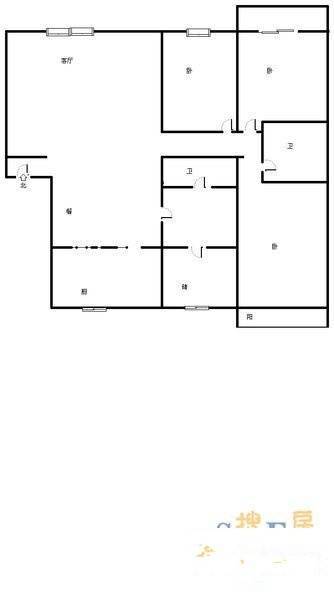 华阳府河名居3室2厅2卫125㎡户型图