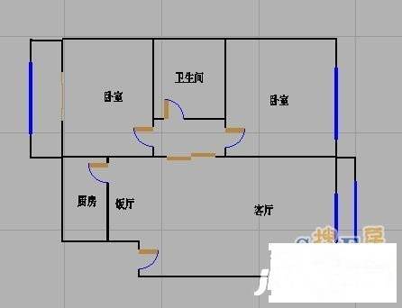 双流顺兴苑2室2厅1卫120㎡户型图