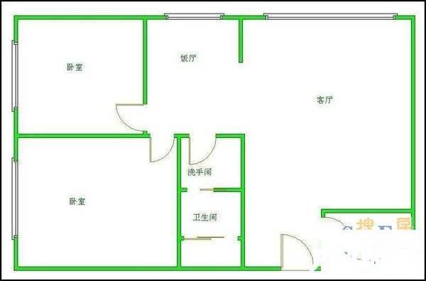 王府花园(双流)2室2厅1卫90㎡户型图