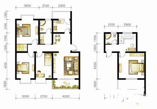 团结府河新城4室3厅2卫138㎡户型图