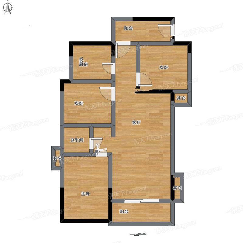 合能珍宝翡翠城商铺3室1厅0卫79㎡户型图