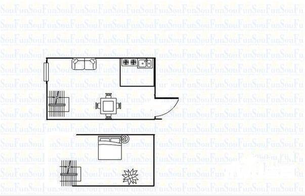 空港国际城1室1厅1卫40㎡户型图