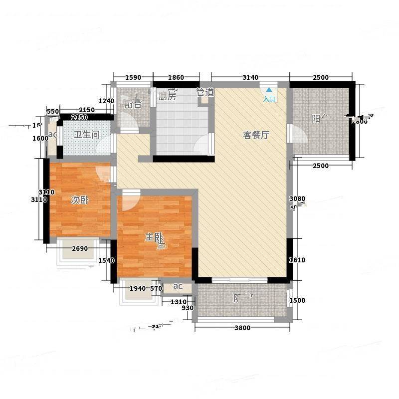 空港国际城2室0厅0卫87㎡户型图