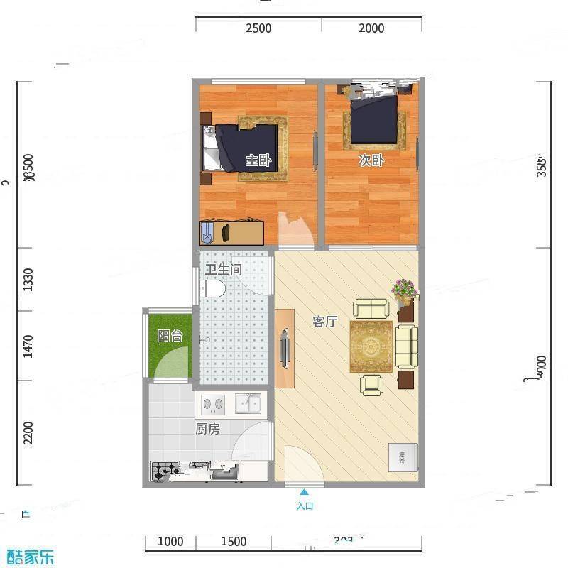 神仙树馨苑2室0厅0卫52㎡户型图