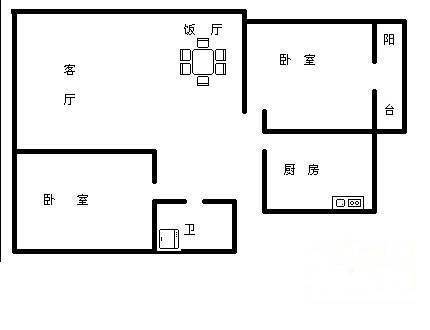 书香芳邻一期2室1厅1卫81㎡户型图