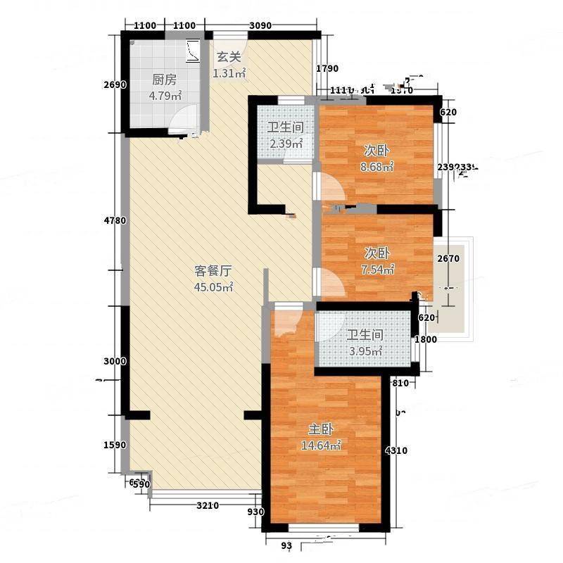 天府豪庭3室0厅0卫109㎡户型图