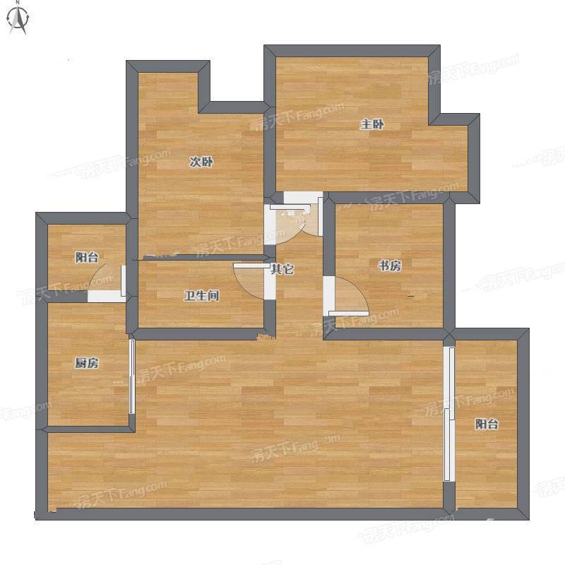 金科廊桥天都3室1厅0卫91㎡户型图