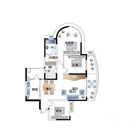 华宇金沙港湾3室2厅2卫113.4㎡户型图