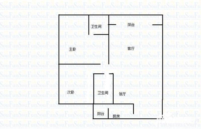 融汇温泉城B区1室1厅1卫110㎡户型图