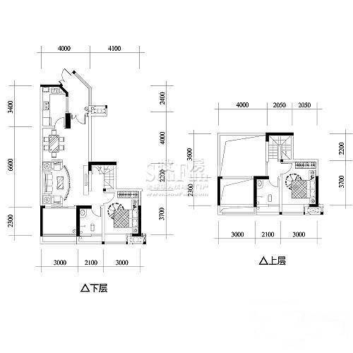 融汇温泉城A区2室2厅1卫85㎡户型图