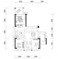 融汇温泉城A区3室2厅1卫82㎡户型图