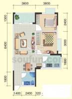 东和科苑SOHO2室2厅1卫62.1㎡户型图