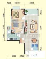 东和科苑SOHO2室2厅1卫72.8㎡户型图