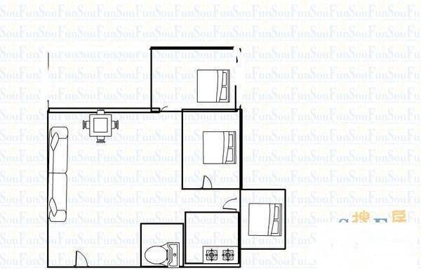 小龙坎正街3室2厅1卫96㎡户型图