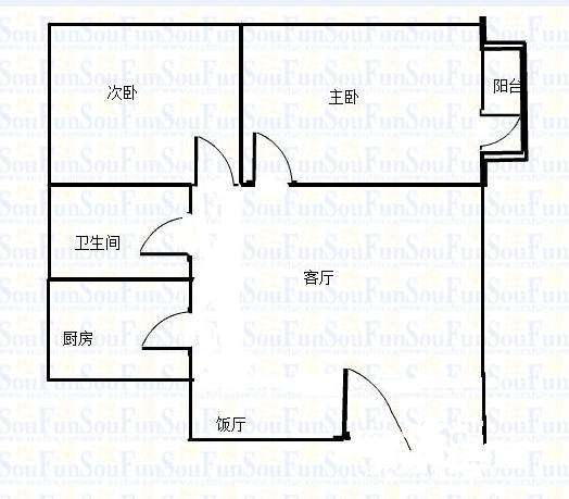 小龙坎正街2室1厅1卫71㎡户型图