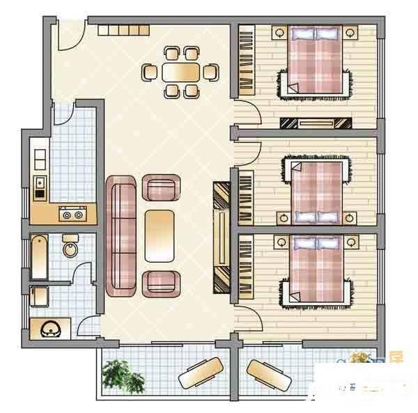 联芳花园3室2厅2卫152㎡户型图