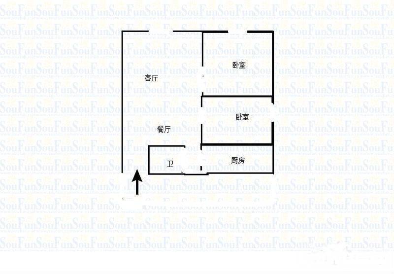 联芳花园2室2厅1卫60㎡户型图