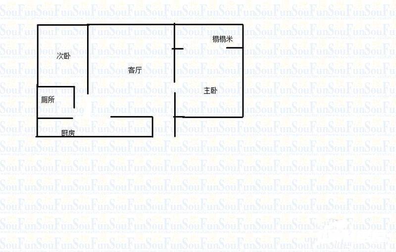 晒光坪老小区2室1厅1卫98㎡户型图