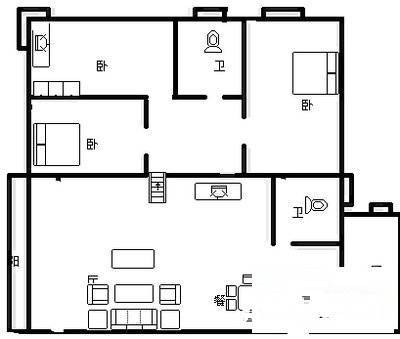 枫丹筱筑半山居3室2厅1卫127㎡户型图