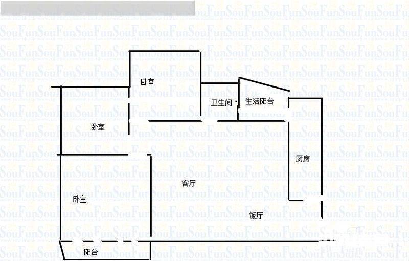 枫丹筱筑半山居3室2厅2卫120㎡户型图