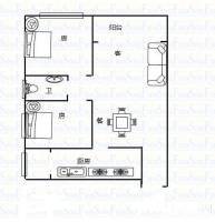 盛世龙都B区2室2厅1卫68㎡户型图