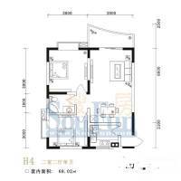 金色世纪白金宫2室2厅1卫68㎡户型图