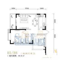 金色世纪白金宫2室2厅1卫69.5㎡户型图
