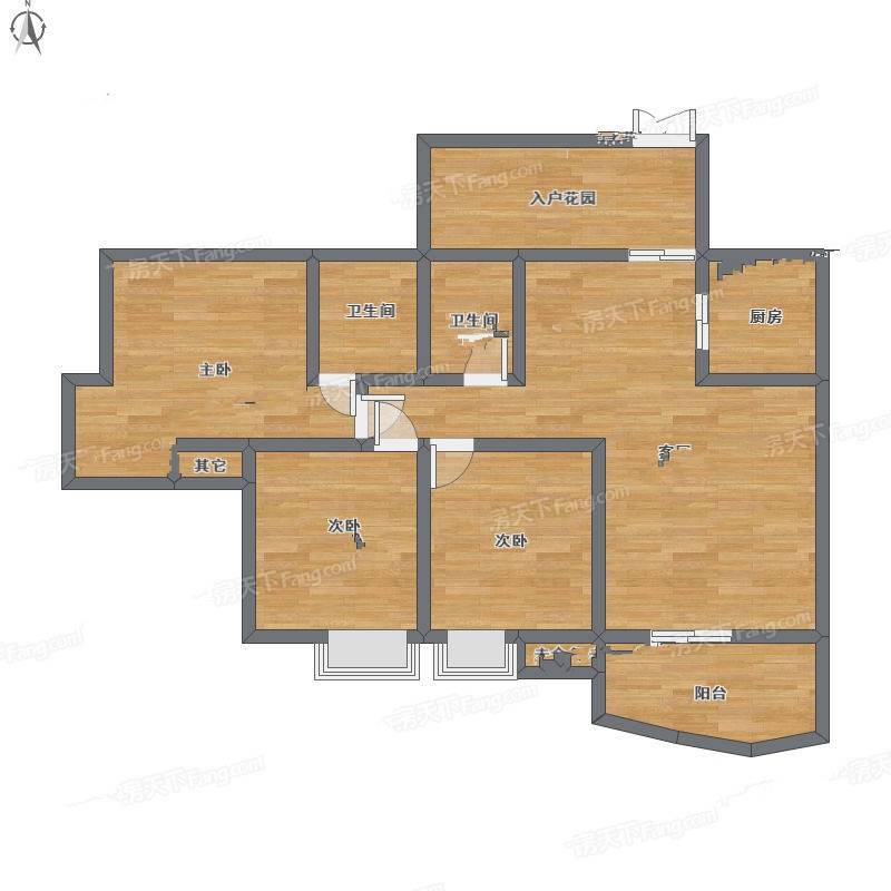 秋实华庭紫苑3室1厅0卫84㎡户型图