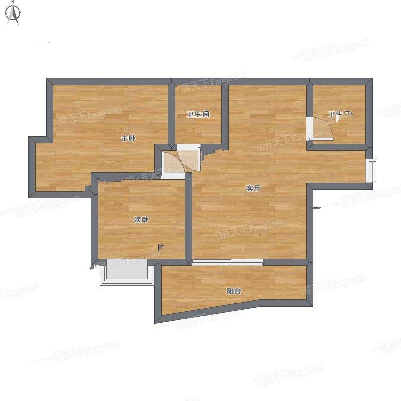 秋实华庭紫苑2室1厅0卫64㎡户型图