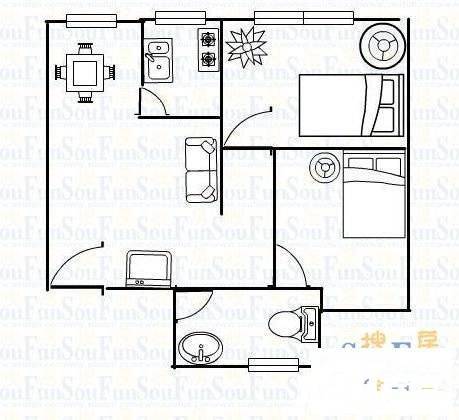 晋愉绿岛翡冷翠2室2厅1卫93㎡户型图