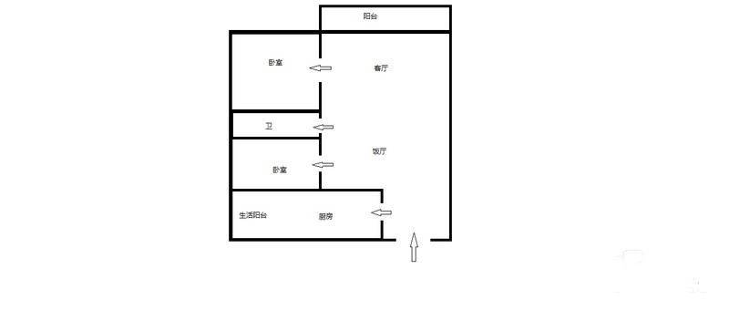 鑫瑞乐居小区2室1厅1卫59㎡户型图