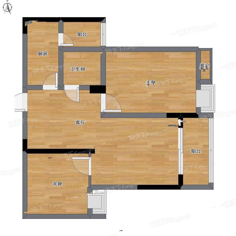 泽胜中央广场2室2厅0卫87㎡户型图