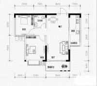 恒鑫名城2室2厅1卫77.7㎡户型图