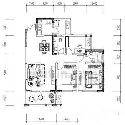 协信彩云湖3室2厅2卫138㎡户型图