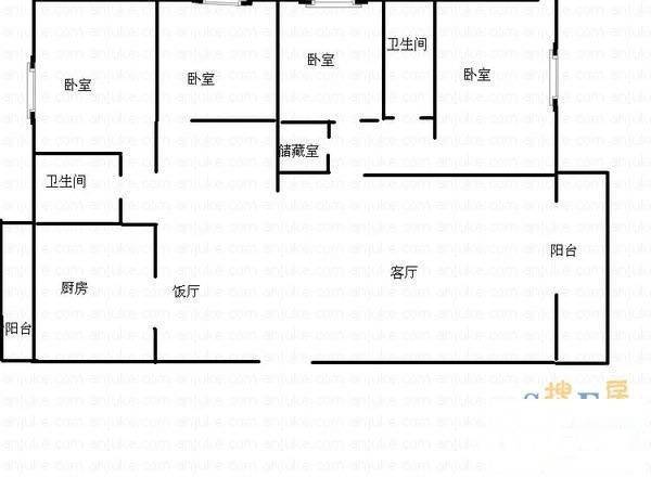 协信彩云湖4室3厅2卫165㎡户型图