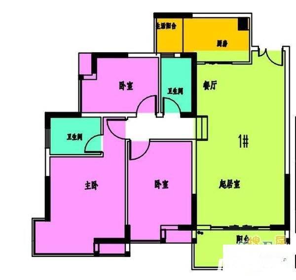 江畔如歌3室2厅2卫111㎡户型图