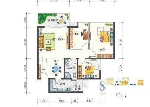 江畔如歌3室2厅2卫111㎡户型图