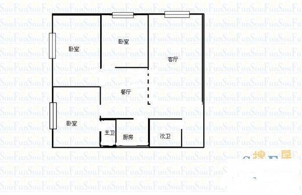 高笋塘天和大厦3室2厅2卫137㎡户型图