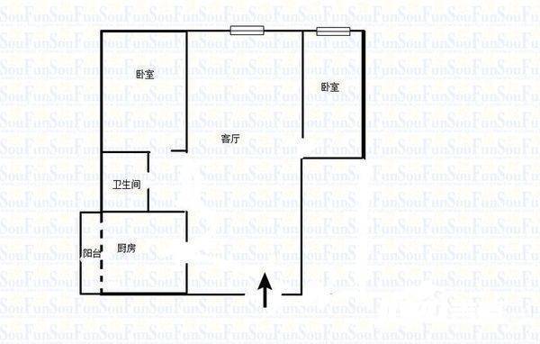 保利花半里二期2室1厅1卫73㎡户型图