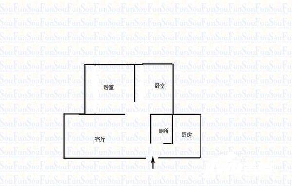 古楼五村2室1厅1卫55㎡户型图