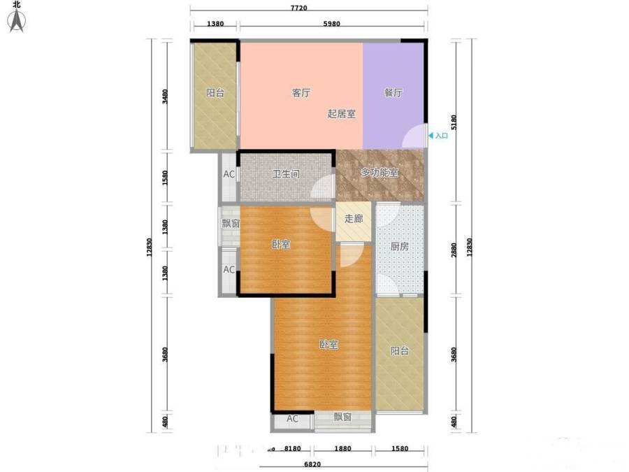 蔚蓝时光二期格外2室1厅1卫80㎡户型图