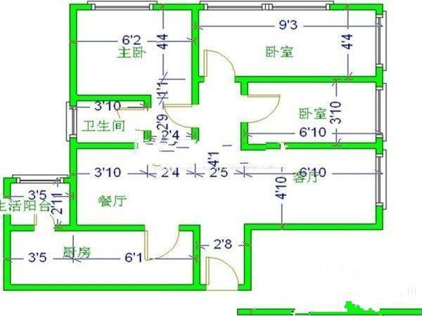 芳草地欧式景观园3室2厅2卫137㎡户型图