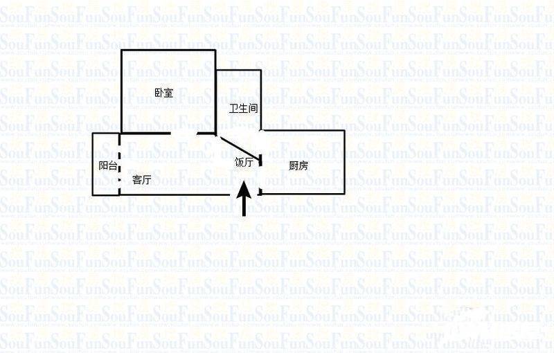 芳草地欧式景观园1室1厅1卫56㎡户型图