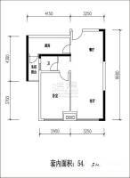 奇峰清华源三期1室2厅1卫54㎡户型图