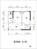 奇峰清华源三期1室2厅1卫50.5㎡户型图