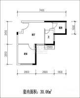 奇峰清华源三期1室1厅1卫30.1㎡户型图