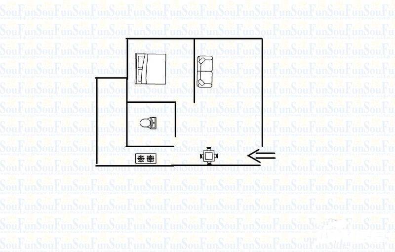 奇峰清华源三期1室1厅1卫66㎡户型图